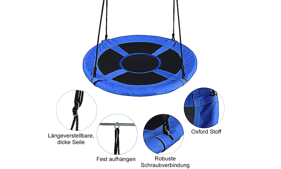 YOLEO Nestschaukel Kinderschaukel Gartenschaukel Tellerschaukel Rundschaukel Mehrkindschaukel für Draußen, Oxford, Blau, bis 150 kg, 100 cm