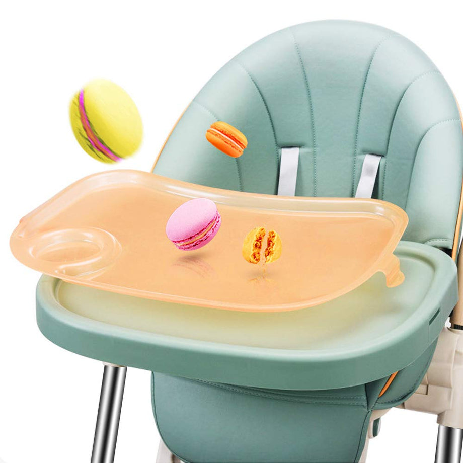 OUNUO Baby Hochstuhl Vertehllbar und Klappbar kinderhochstuhl mitwachsend Kindersitz Kinderstuhl mit Sicherheitsgurt 6 Monaten bis 6 Jahre PU Leder Kissen