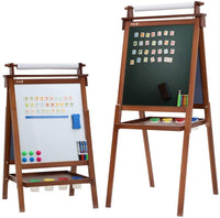 Dripex Kinder Kunst Staffelei mit Papierrolle doppelseitige Tafel und Magnetic Board für Kinder Malen Upgrade Whiteboard Kreidetafel