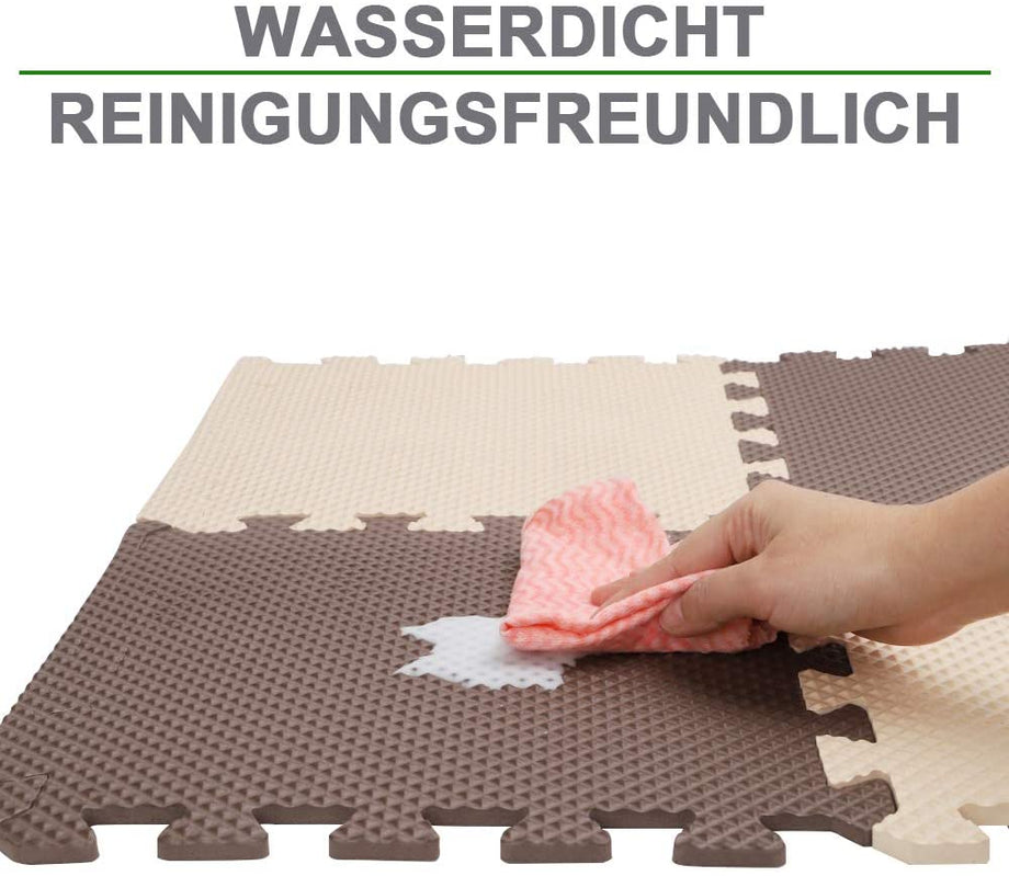 YOLEO Puzzlematte Kinderspielteppich Spielmatte Spielteppich Schaumstoffmatte Kinderteppich Schutzmatten Bodenschutzmatten Unterlegmatten Fitnessmatte 32x32 cm (Beige-Braun 25 StĂŒcke)
