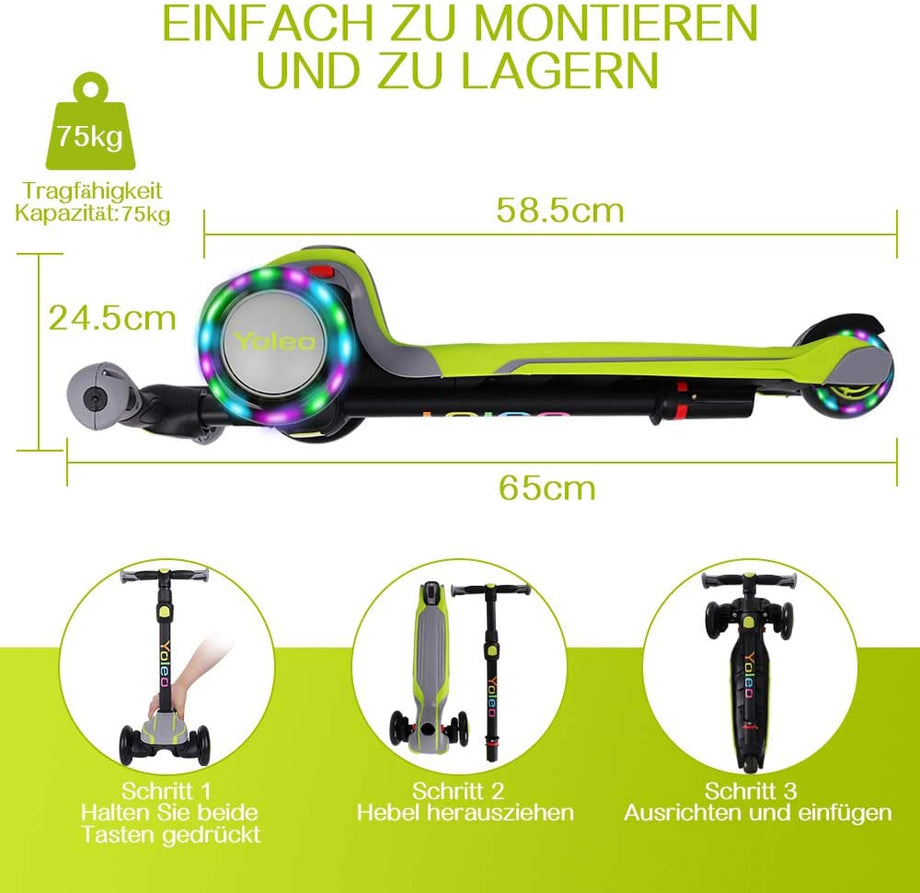 YOLEO Kinder Scooter Roller mit LED Leuchtenden Räder