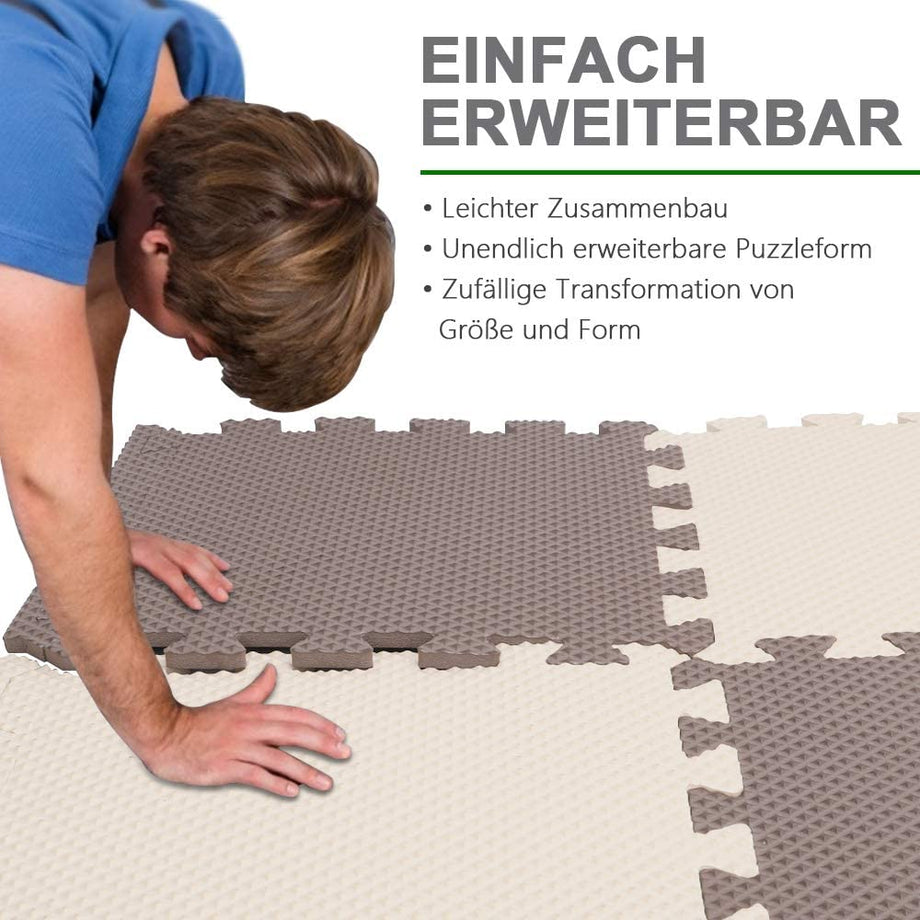 YOLEO Puzzlematte Kinderspielteppich Spielmatte Spielteppich Schaumstoffmatte Kinderteppich Schutzmatten Bodenschutzmatten Unterlegmatten Fitnessmatte 32x32 cm (Beige-Braun 25 StĂŒcke)