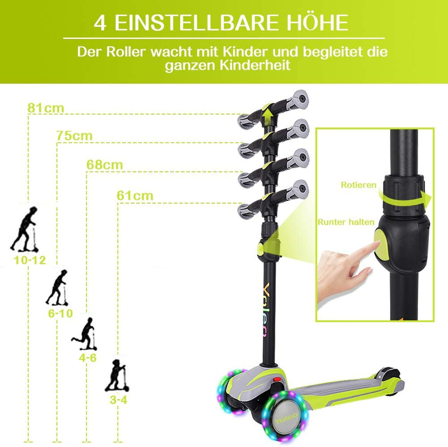 YOLEO Kinder Scooter Roller mit LED Leuchtenden Räder