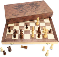 Schachspiel aus Holz - klappbares magnetisches Schachbrett - handgefertigt Schach - Qualität Schachkassette - Faltschachset für Haus, Reise - Pädagogische Speil für Kinder