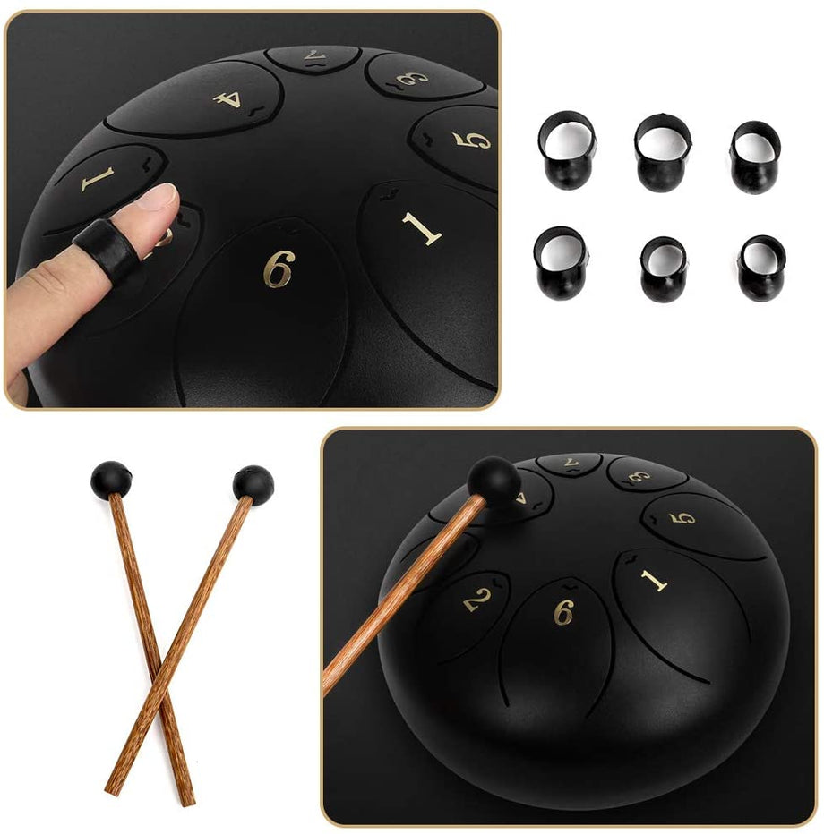 Dripex Steel Drum Zungentrommel Ätherische Trommel Entspannendes Instrument Töne Schlaginstrument Hand Pan 8 Tone mit Trommelschlägeln Tragetasche Note Sticks für Meditation Yoga Klangheilung