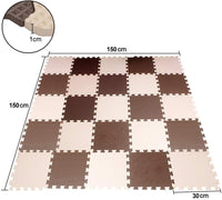 YOLEO Puzzlematte Kinderspielteppich Spielmatte Spielteppich Schaumstoffmatte Kinderteppich Schutzmatten Bodenschutzmatten Unterlegmatten Fitnessmatte 32x32 cm (Beige-Braun 25 StĂŒcke)