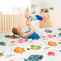 Baby Spielteppich Kinder Spielmatte Beidseitige Krabbelmatte Krabbeldecke Spieldecke 200 x 180 cm Doppelseiten spielbar gym yoga matte
