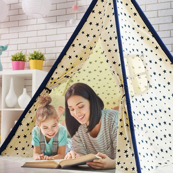 YOLEO Kinderzelt Tipi Spielzelt für Kinder Kinderzimmer Zelt Kinder Geschenke Zelt Indianerzelt - Spielhaus Zelt für Drinnen und Draußen - aus Baumwolle und Leinen