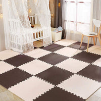 YOLEO Puzzlematte Kinderspielteppich Spielmatte Spielteppich Schaumstoffmatte Kinderteppich Schutzmatten Bodenschutzmatten Unterlegmatten Fitnessmatte 32x32 cm (Beige-Braun 25 StĂŒcke)