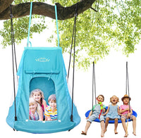 YOLEO 100cm Nestschaukel mit Zelt,  Tellerschaukel belastbar 150kg