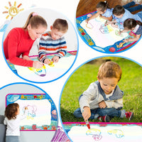 OUNUO wodna mata do malowania wodnego, 100 x 70 cm, 1 rolka malarska, 4 formy do rysowania, 4 pisaki, 3 stemple, 2 gąbki, 1 książka obrazów, mata do rysowania wodnego