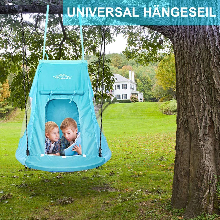 YOLEO 100cm Nestschaukel mit Zelt,  Tellerschaukel belastbar 150kg