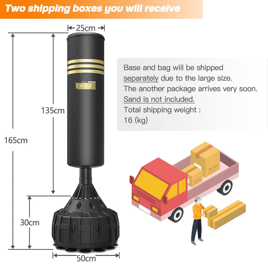 Dripex Freistehender Boxsack Standboxsäcke, MMA Boxpartner Boxing Trainer Heavy Duty Punchingsäcke Boxsack mit Saugfu