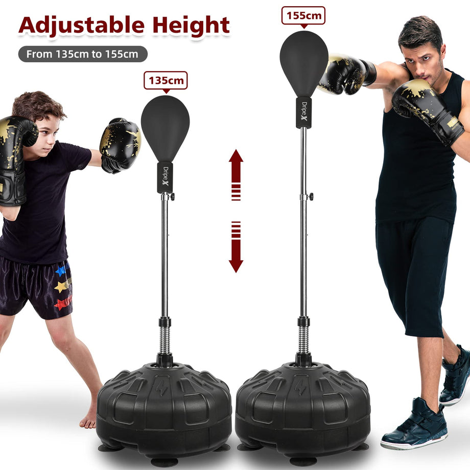Dripex Fitness Boxsack Punchingball Set Boxtraining Höhenverstellbarer Standbox Speed-Ball Standboxball mit Boxhandschuhen