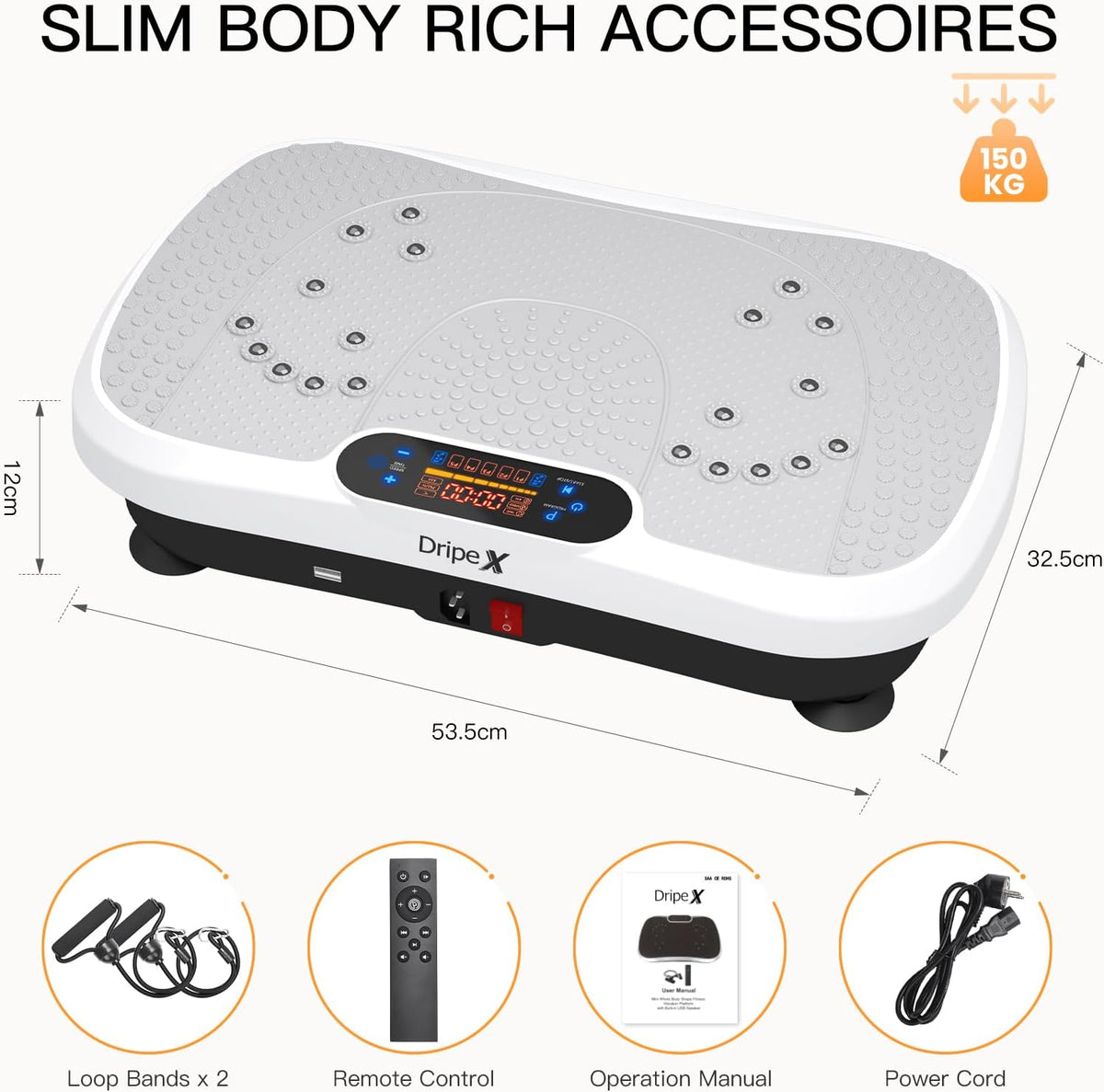 Dripex Vibrationsplatte, 3D Trainingsgert mit 99 Vibrationsstufen, 5 Dripex -DE Dripex Vibrationsplatte, 3D Trainingsgert mit 99 Vibrationsstufen, 5 Dripex -DE