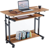 Dripex Adjustable Desk with Wheels, Small Laptop Table with Keyboard Drawer and Shelf
