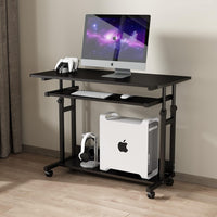 Dripex Adjustable Desk with Wheels, Small Laptop Table with Keyboard Drawer and Shelf