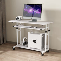 Dripex Adjustable Desk with Wheels, Small Laptop Table with Keyboard Drawer and Shelf