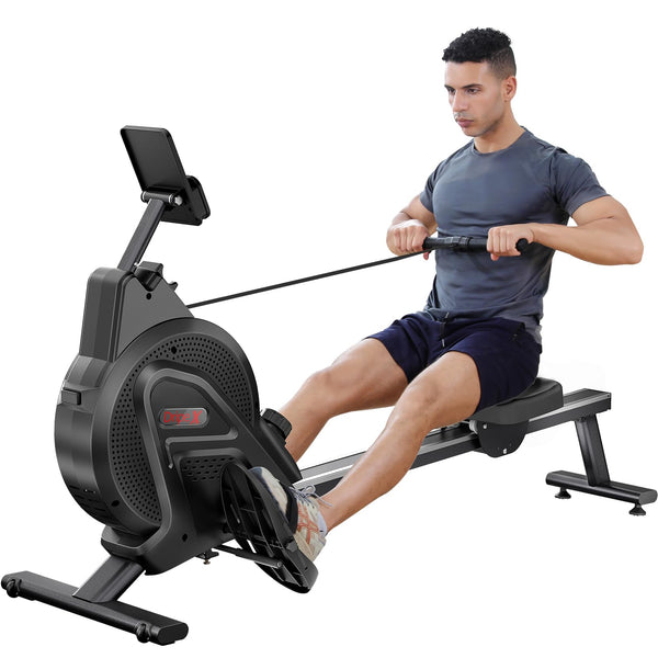Dripex Magnetisches Rudergerät für den Heimgebrauch, Rudergerät für Heim-Fitnessstudio und Cardio-Training, Rudergerät mit Aluminium-Gleitschiene, 16 einstellbaren Widerständen und LCD-Monitor