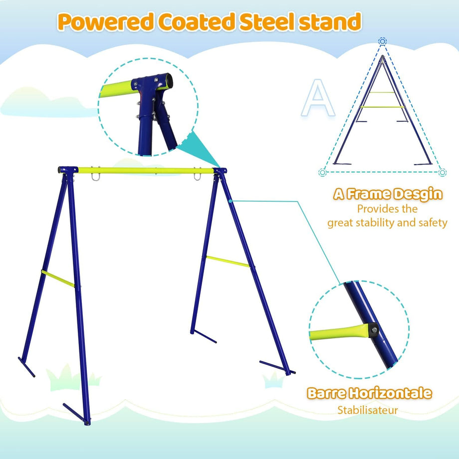 Dripex Schaukelgestell Kinder, Metall Schaukelgerüst bis 100KG Stabil 193x160x180cm Schaukel Gestell Outdoor Garten Spielplatz für Kinderschaukel Nestschaukel Kletterleiter