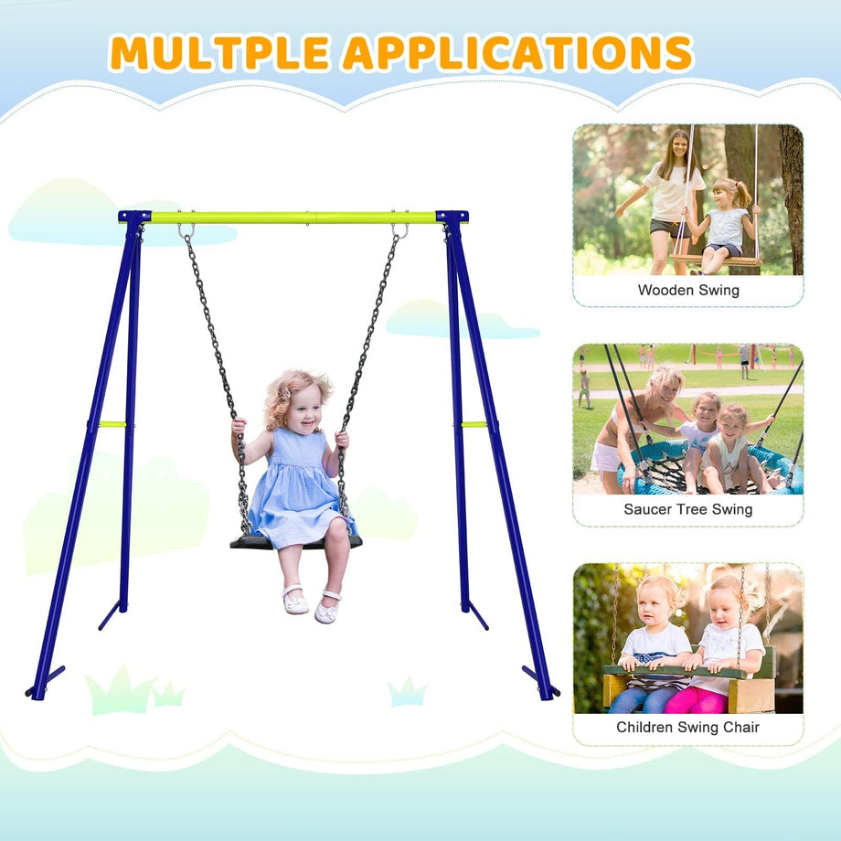 Dripex Schaukelgestell Kinder, Metall Schaukelgerüst bis 100KG Stabil 193x160x180cm Schaukel Gestell Outdoor Garten Spielplatz für Kinderschaukel Nestschaukel Kletterleiter