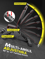 YOLEO 300kg klappbare Hantelbank Multifunktion mit Erweiterte Rücken und Kopf und Wirbelsäulenstütze, Training Fitness Bank Bauchtrainer Schrägbank mit 10-Fach Verstellbarer Rückenlehne