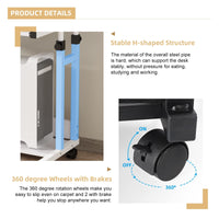 Dripex Adjustable Desk with Wheels, Small Laptop Table with Keyboard Drawer and Shelf