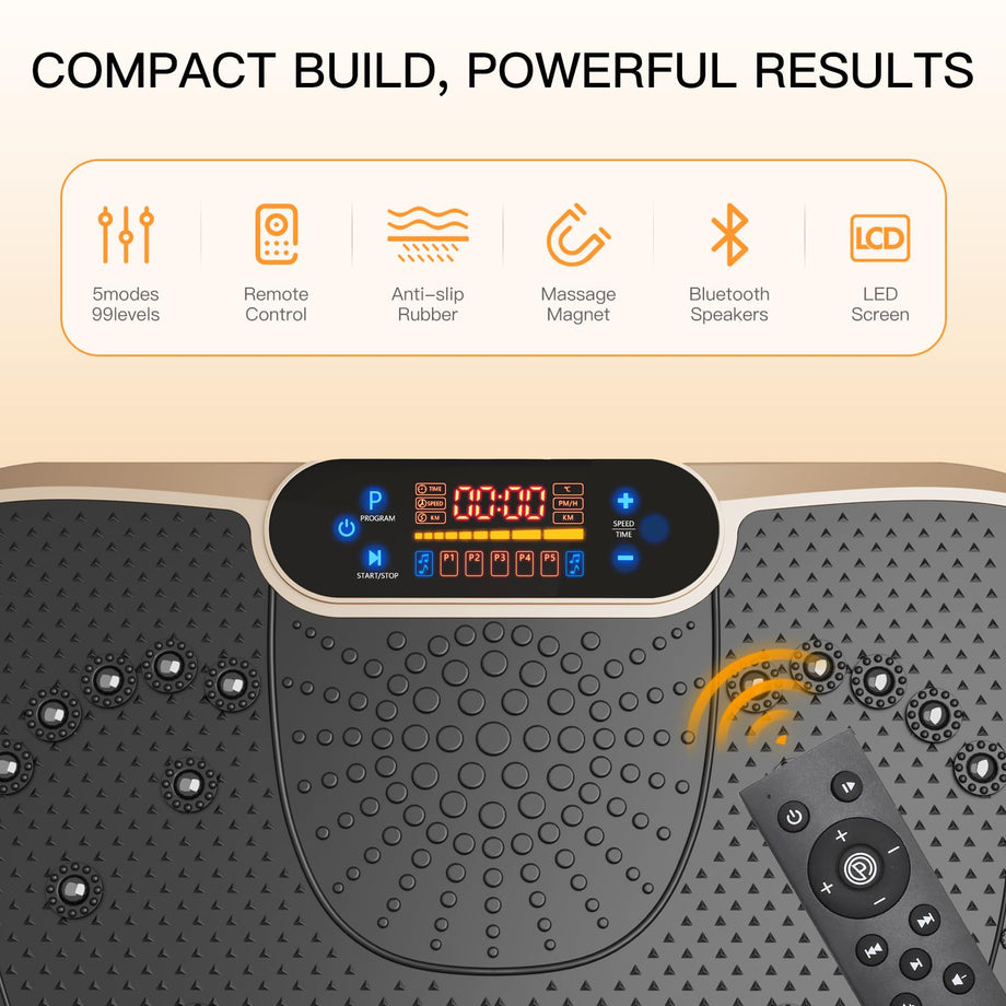 Dripex Vibration Plate, 3D Training Device with 99 Vibration Levels, 5 Training Programmes, Bluetooth Speaker, Training Bands