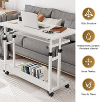 Dripex Adjustable Desk with Wheels, Small Laptop Table with Keyboard Drawer and Shelf