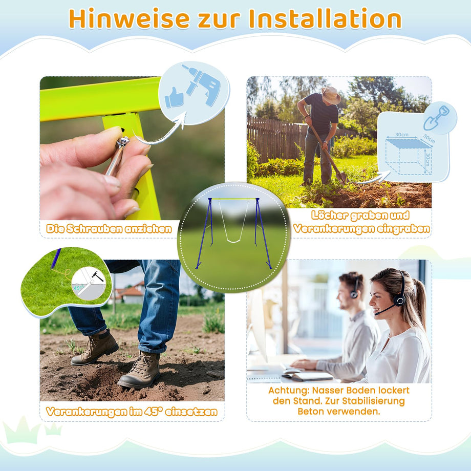 Dripex Schaukelgestell Kinder, Metall Schaukelgerüst bis 100KG Stabil 193x160x180cm Schaukel Gestell Outdoor Garten Spielplatz für Kinderschaukel Nestschaukel Kletterleiter