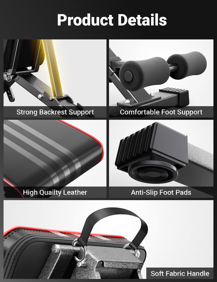 YOLEO 300kg klappbare Hantelbank Multifunktion mit Erweiterte Rücken und Kopf und Wirbelsäulenstütze, Training Fitness Bank Bauchtrainer Schrägbank mit 10-Fach Verstellbarer Rückenlehne