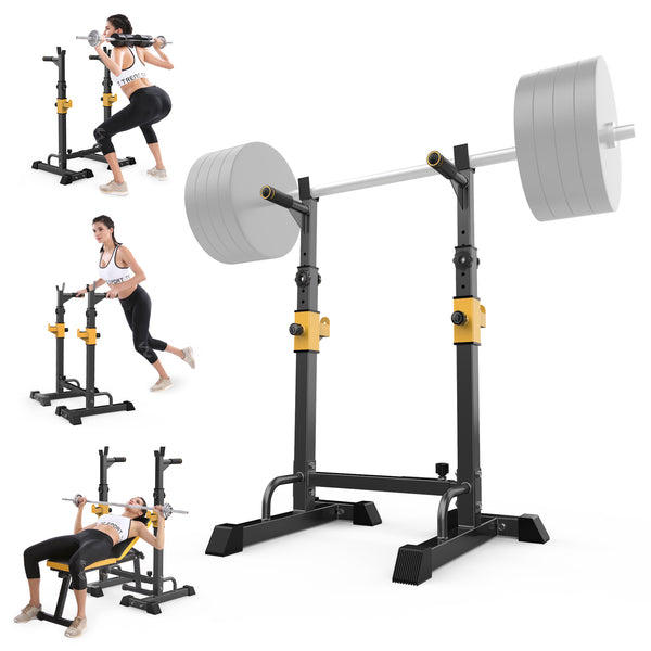 Dripex Langhantelständer, Squat Rack Verstellbar, Langhantel Ablage mit Dip-Griffen, Bankdrücken Hantelständer bis 250 kg belastbar für Sportstudio Home-Gym