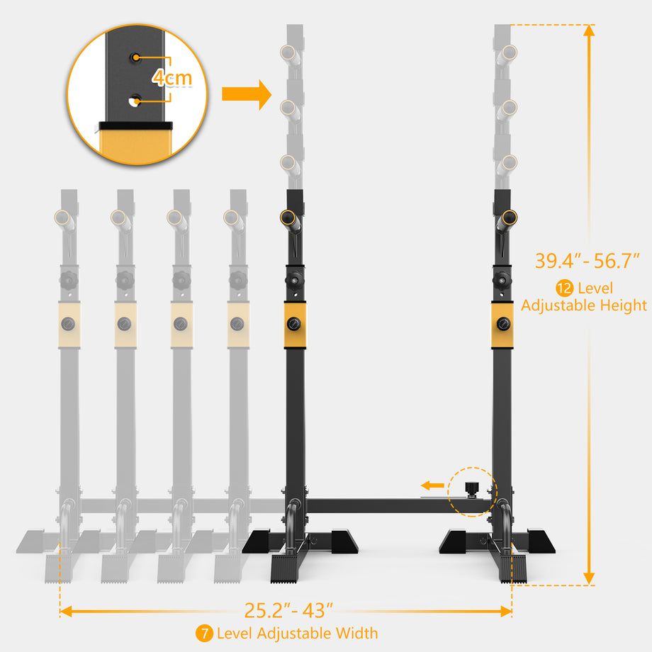 Dripex Langhantelständer, Squat Rack Verstellbar, Langhantel Ablage mit Dip-Griffen, Bankdrücken Hantelständer bis 250 kg belastbar für Sportstudio Home-Gym