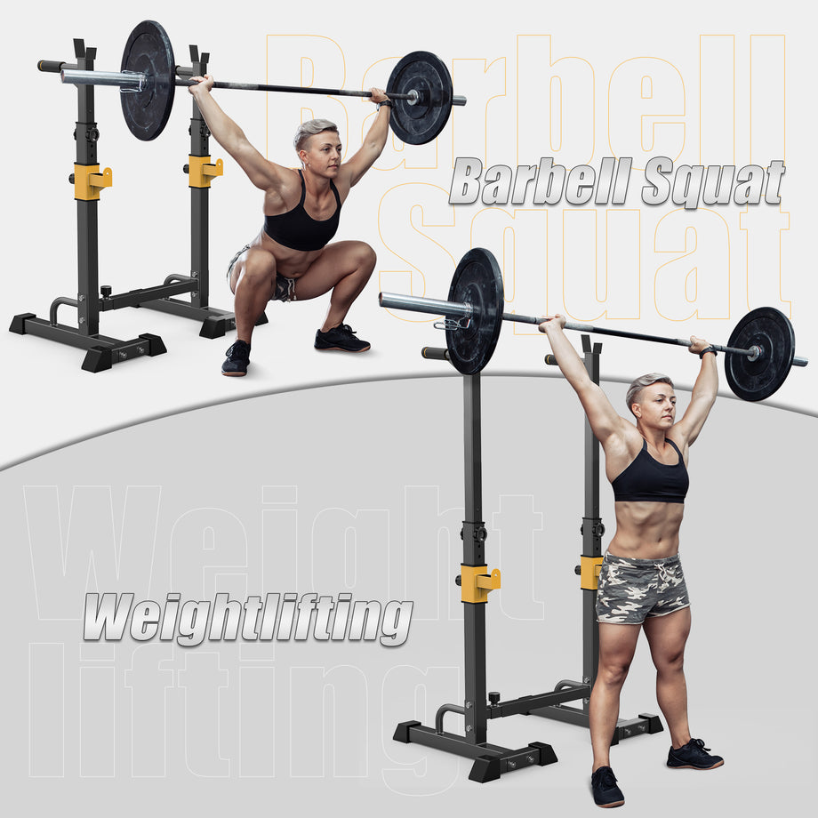 Dripex Langhantelständer, Squat Rack Verstellbar, Langhantel Ablage mit Dip-Griffen, Bankdrücken Hantelständer bis 250 kg belastbar für Sportstudio Home-Gym