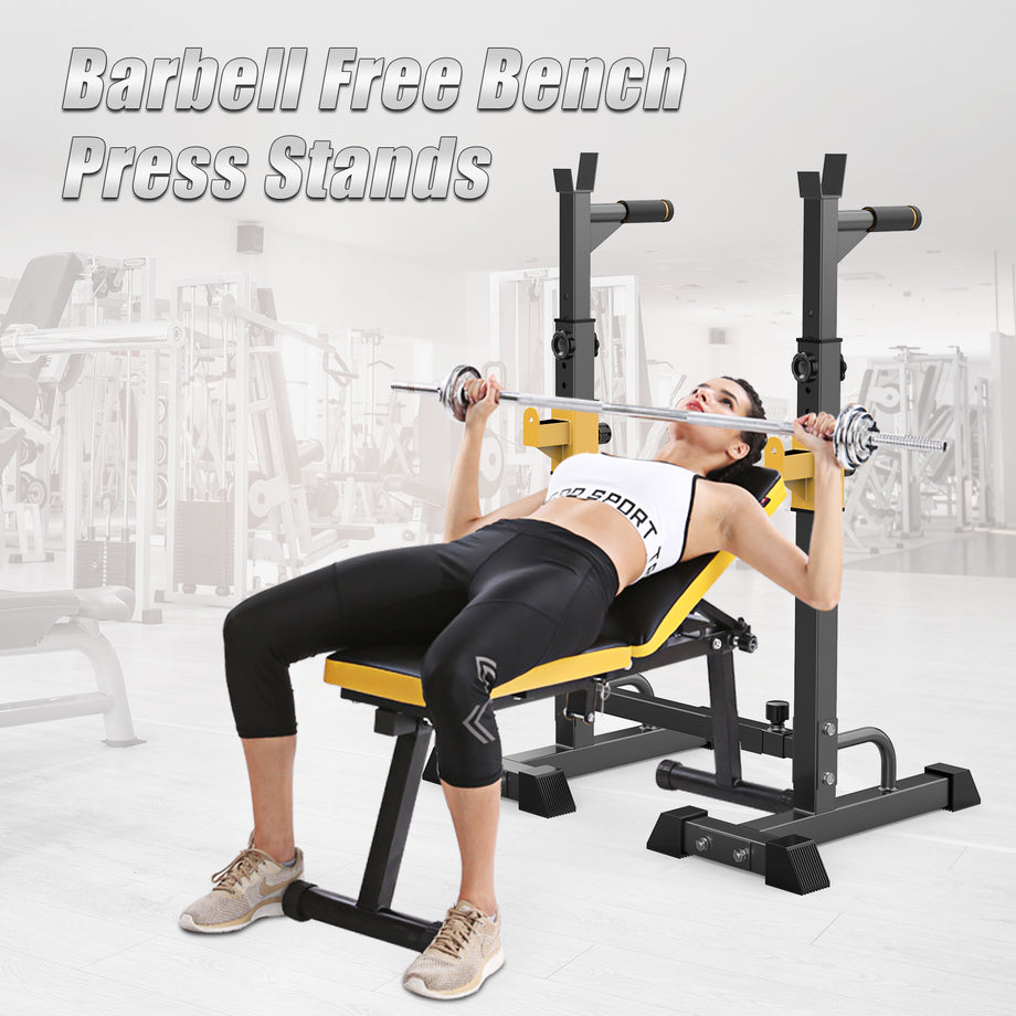 Dripex Langhantelständer, Squat Rack Verstellbar, Langhantel Ablage mit Dip-Griffen, Bankdrücken Hantelständer bis 250 kg belastbar für Sportstudio Home-Gym