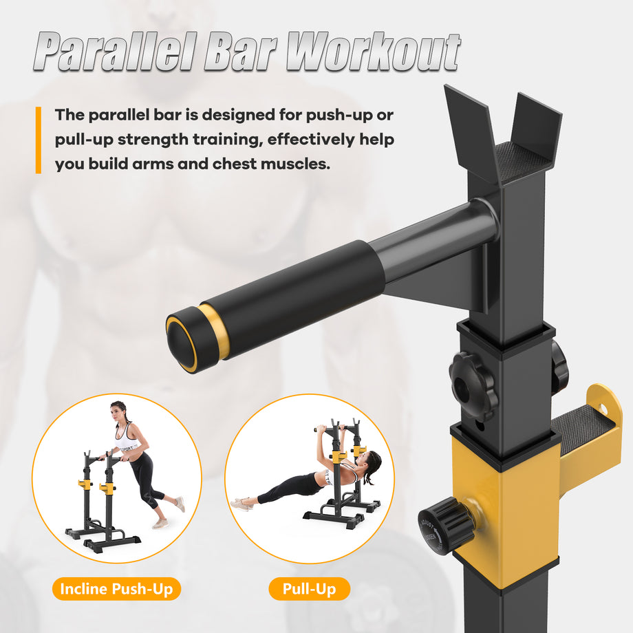 Dripex Langhantelständer, Squat Rack Verstellbar, Langhantel Ablage mit Dip-Griffen, Bankdrücken Hantelständer bis 250 kg belastbar für Sportstudio Home-Gym