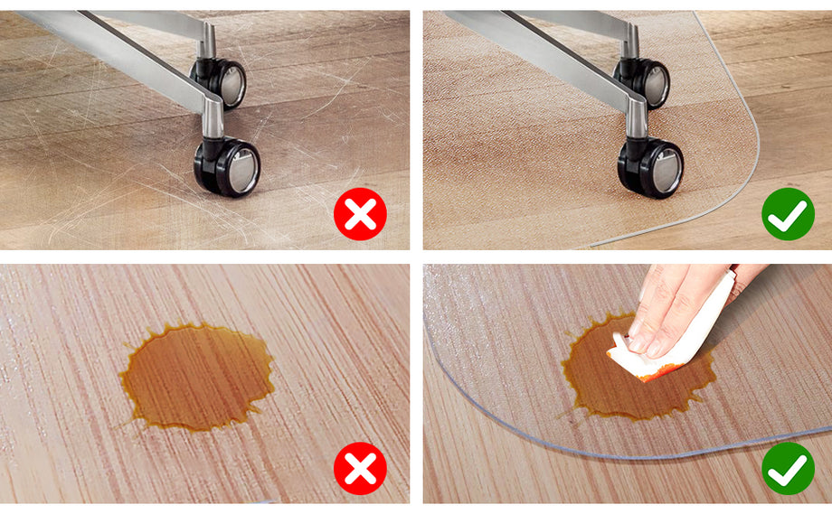 YOLEO Bodenschutzmatte transparent rutschfest 2 Größe Bürostuhl Schreibtischstuhl Unterlage wasserdicht hochwarmfest Kinderfreundlich für Hartböden Fliesen Parkett usw