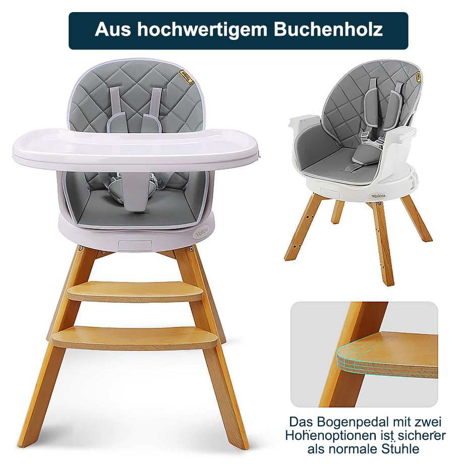 YOLEO 360 Degree Rotating High Chair Wooden Children's High Chair