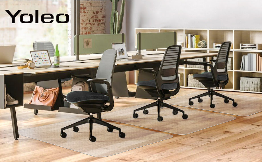 YOLEO Bodenschutzmatte transparent rutschfest 2 Größe Bürostuhl Schreibtischstuhl Unterlage wasserdicht hochwarmfest Kinderfreundlich für Hartböden Fliesen Parkett usw