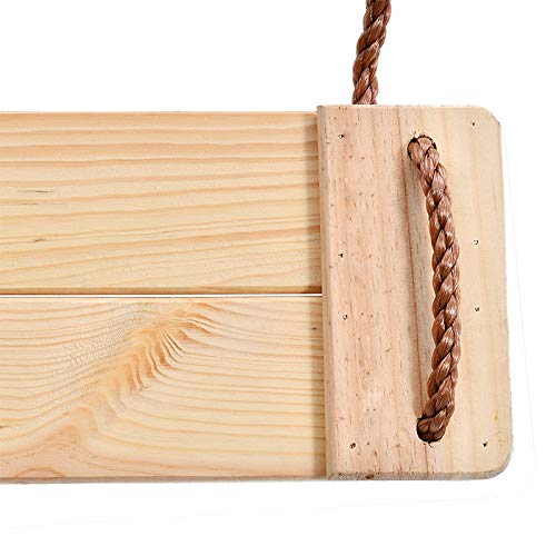 Dripex Holz Schaukel Gartenschaukel für Erwachsene Kinder mit Einstellbares Seil, Indoor und Outdoor Schaukelsitz Brettschaukel bis 80kg (Holzfarbe)
