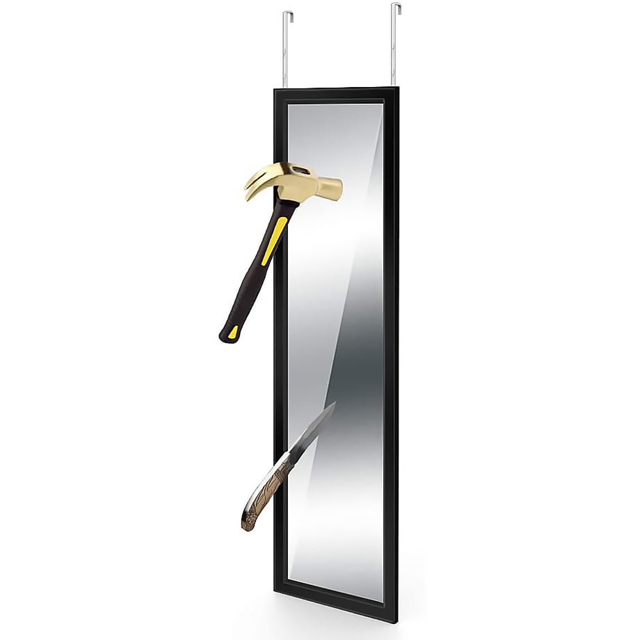 Dripex Wall Mirror 33 x 109 cm, Unbreakable Wardrobe Mirror, Hallway Mirror, Height Adjustable Hanging Mirror with Hooks