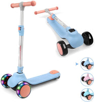 BremToy Kinderroller, Tretroller mit LED-Rädern, Kinder Scooter mit Höhenverstellbarem Lenker, Faltbarer Kickscooter für Kinder