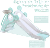 YOLEO Rutsche, Kinder Fun-Slide mit Basketballkorb, Faltbar Kinderrutsche, Gartenrutsche Kleinkinderrutsche für 1-3 Jahre, Indoor & Outdoor Rutschbahn mit Rutschauslau