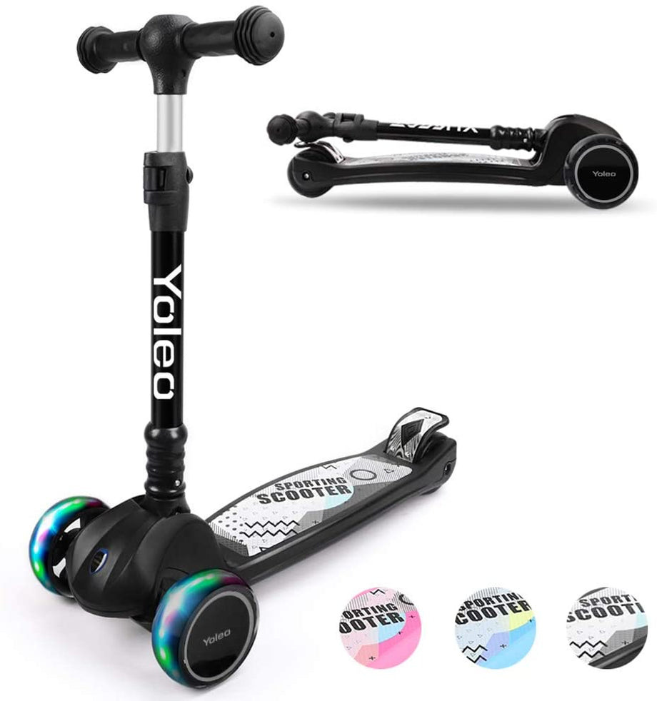 YOLEO Kinder Roller Kinderscooter Dreiradscooter mit LED Leuchtenden Räder