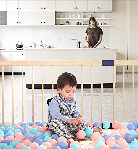 Dripex Laufgitter Baby Laufstall Absperrgitter Kinder Holzgitter Krabbelgitter aus Kieferholz mit Tür 182.4 x 205 CM