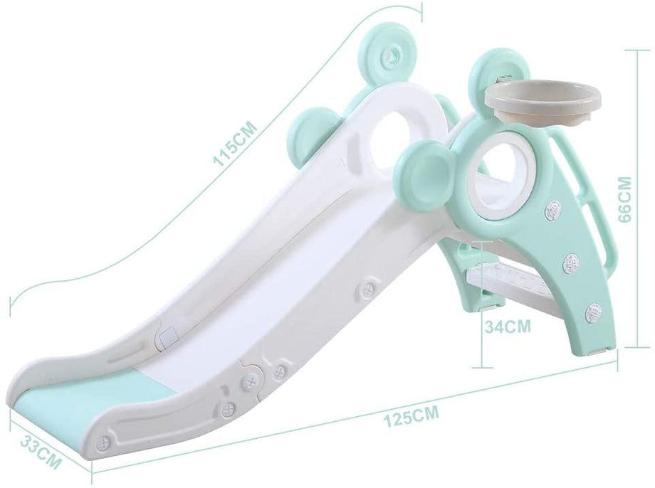 YOLEO Rutsche, Kinder Fun-Slide mit Basketballkorb, Faltbar Kinderrutsche, Gartenrutsche Kleinkinderrutsche für 1-3 Jahre, Indoor & Outdoor Rutschbahn mit Rutschauslau