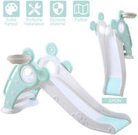 YOLEO Rutsche, Kinder Fun-Slide mit Basketballkorb, Faltbar Kinderrutsche, Gartenrutsche Kleinkinderrutsche für 1-3 Jahre, Indoor & Outdoor Rutschbahn mit Rutschauslau