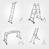Dripex Leiter Mehrzweckleiter Klappleiter【robust】Stehleiter Gerüstplattform Doppelleiter Merhzweck Anlegeleiter Klappleiter Aluleiter Haushaltsleiter Tragfähigkeit bis 150kg(4x4 Stufen. 4,7 mete)
