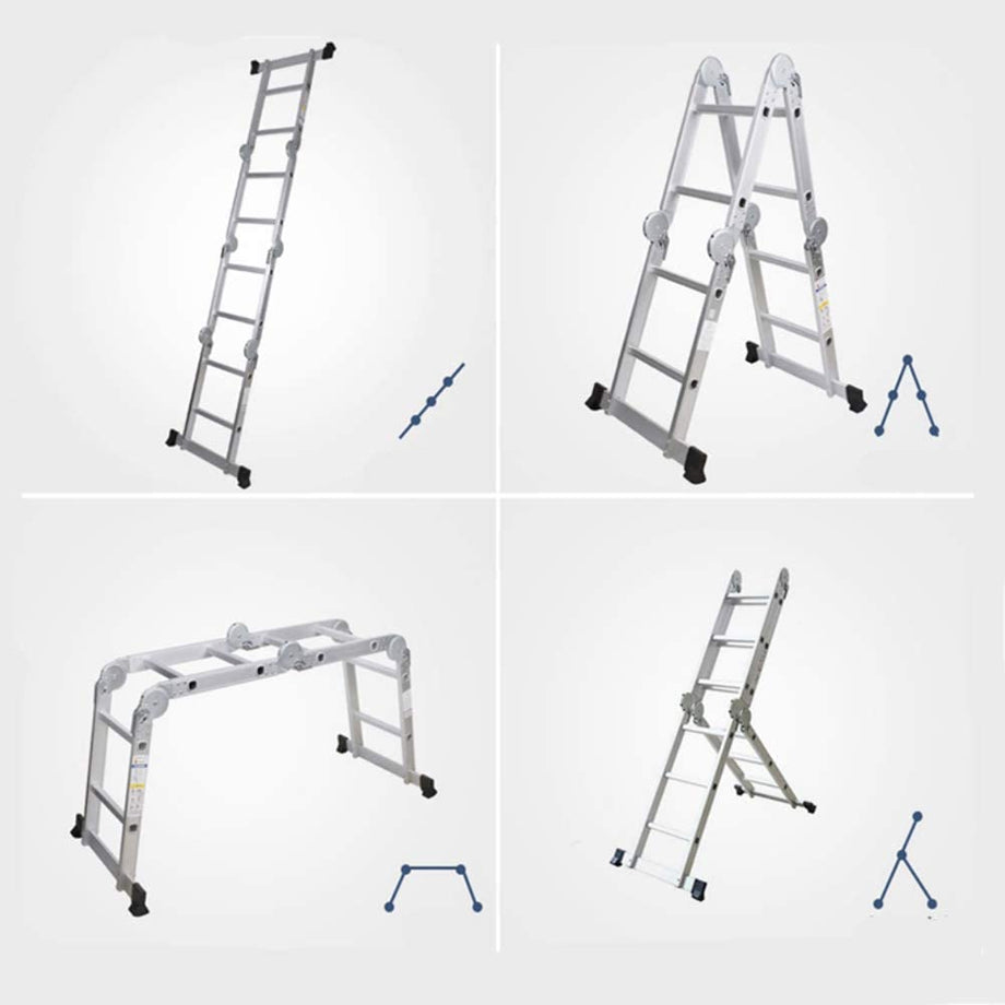 Dripex Leiter Mehrzweckleiter Klappleiter【robust】Stehleiter Gerüstplattform Doppelleiter Merhzweck Anlegeleiter Klappleiter Aluleiter Haushaltsleiter Tragfähigkeit bis 150kg(4x4 Stufen. 4,7 mete)