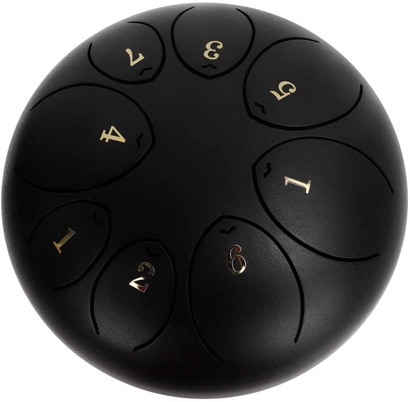 Dripex Steel Drum Zungentrommel Ätherische Trommel Entspannendes Instrument Töne Schlaginstrument Hand Pan 8 Tone mit Trommelschlägeln Tragetasche Note Sticks für Meditation Yoga Klangheilung